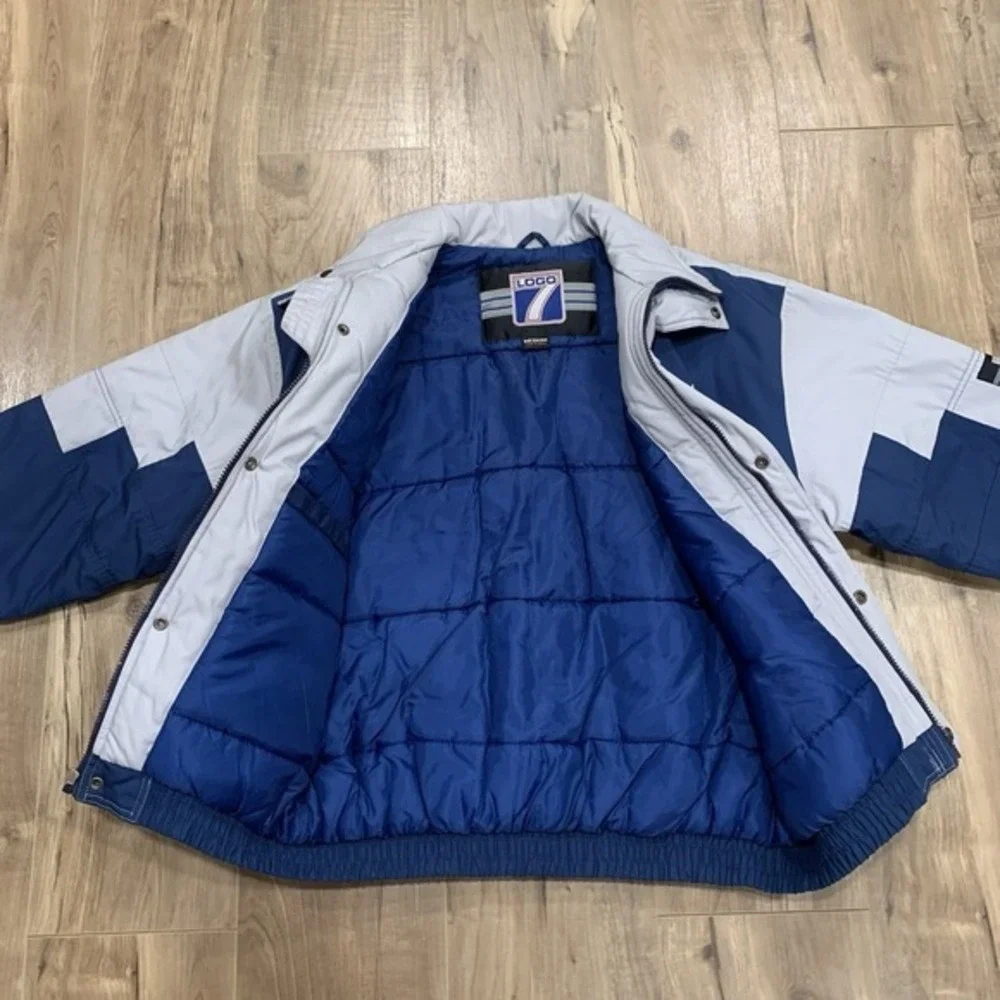 Vintage Dallas Cowboys NFL Logo 7 Puffer Coat Jacket Men's M Blue Gray‎ 90s